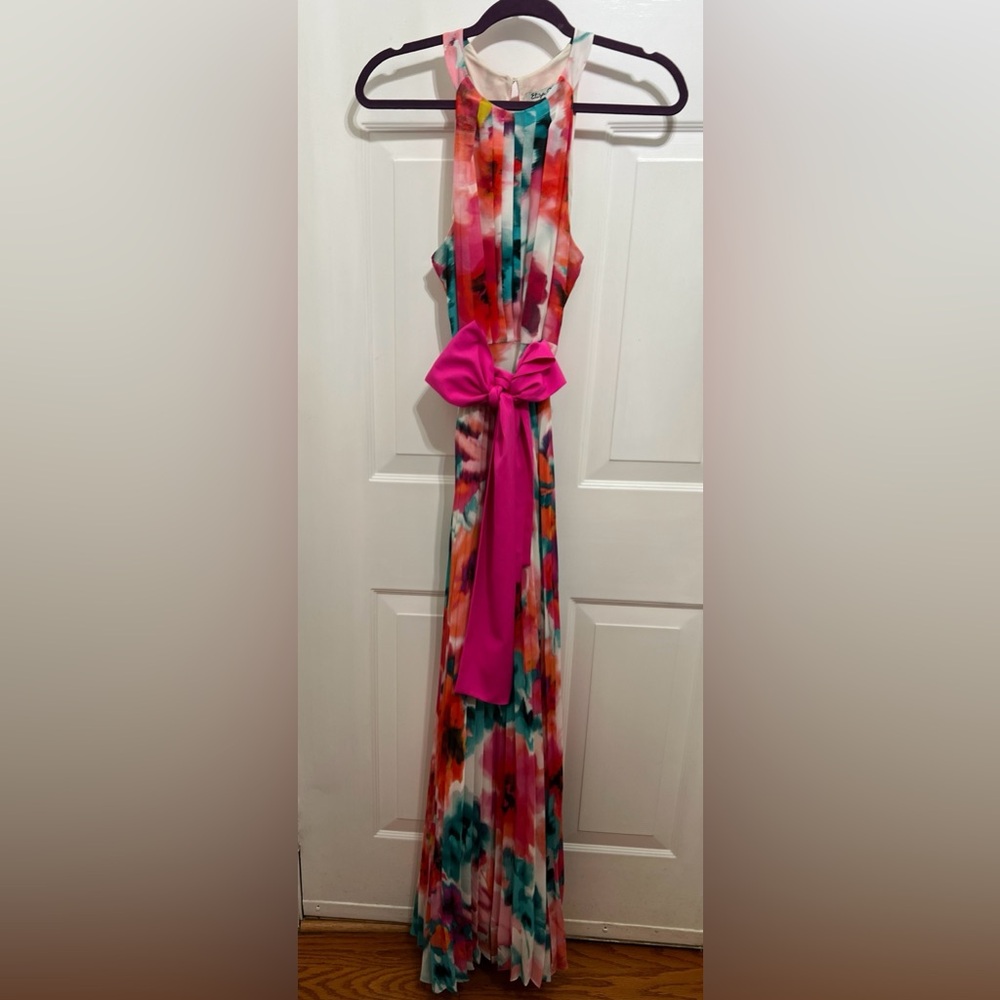 Eliza J Hot Pink Floral Maxi Dress Pre-Owned
